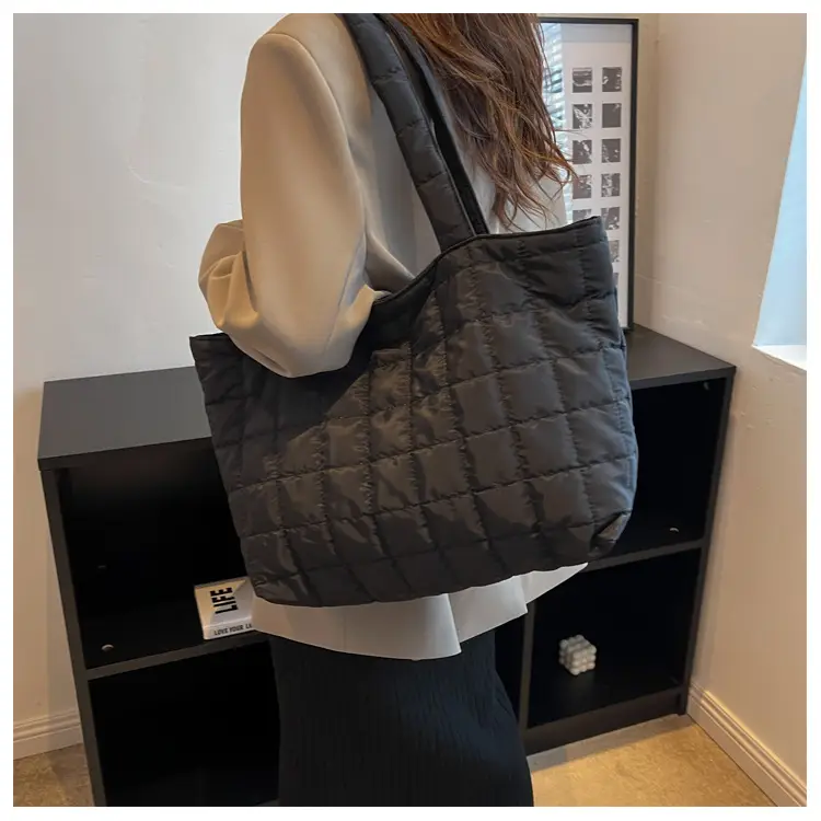 Black Quilted Shoulder Tote Bag for Women 2023 — feature 18