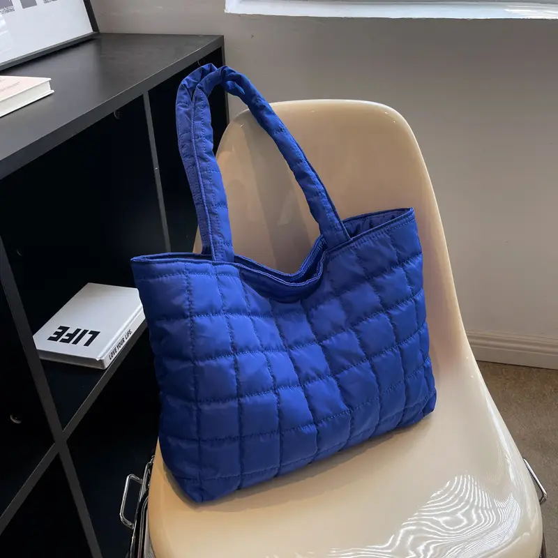 Black Quilted Shoulder Tote Bag for Women 2023 - Image 2