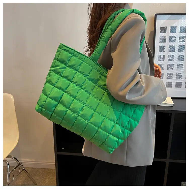 Black Quilted Shoulder Tote Bag for Women 2023 - Image 3