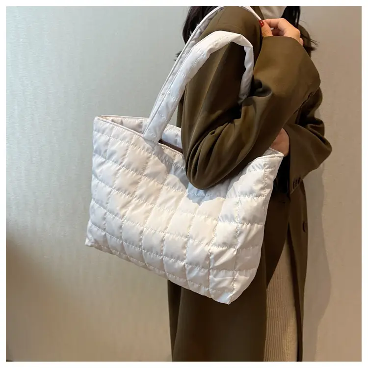 Black Quilted Shoulder Tote Bag for Women 2023 - Image 5