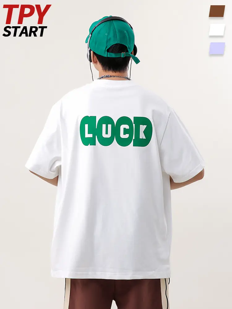 Men Retro Hip Hop Print T-Shirt White 250g Cotton - Image 2