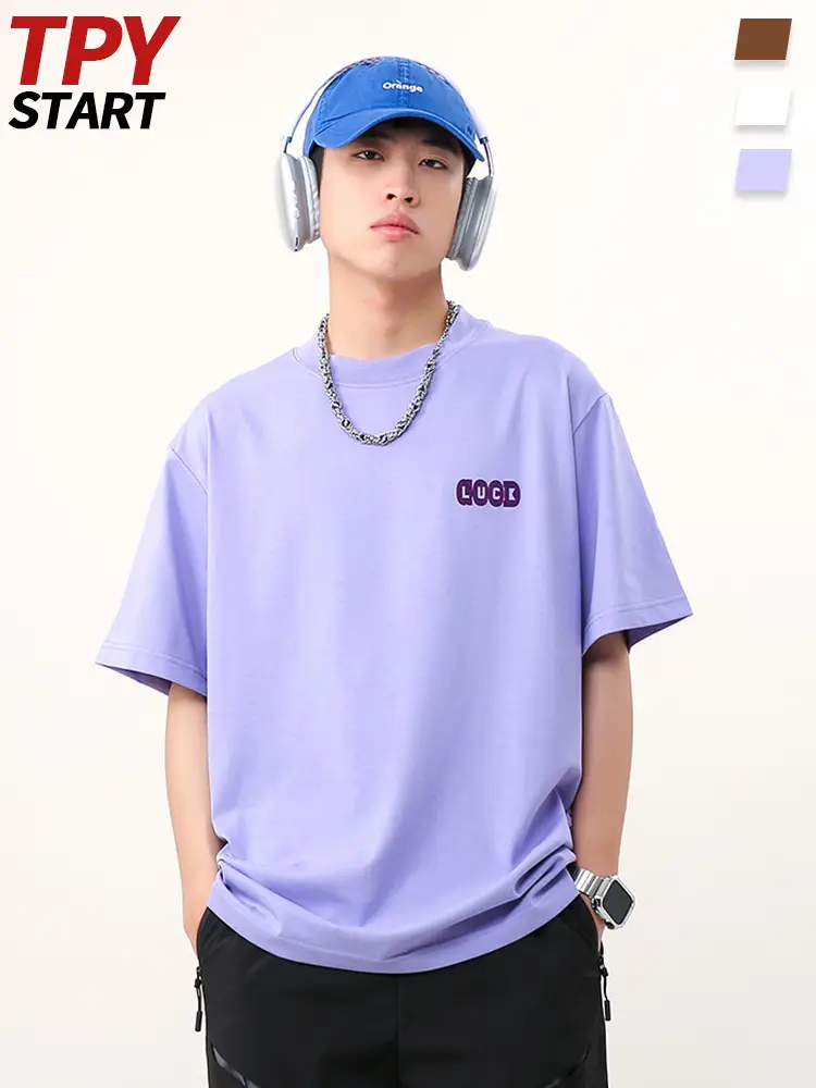 Men Retro Hip Hop Print T-Shirt White 250g Cotton - Image 3