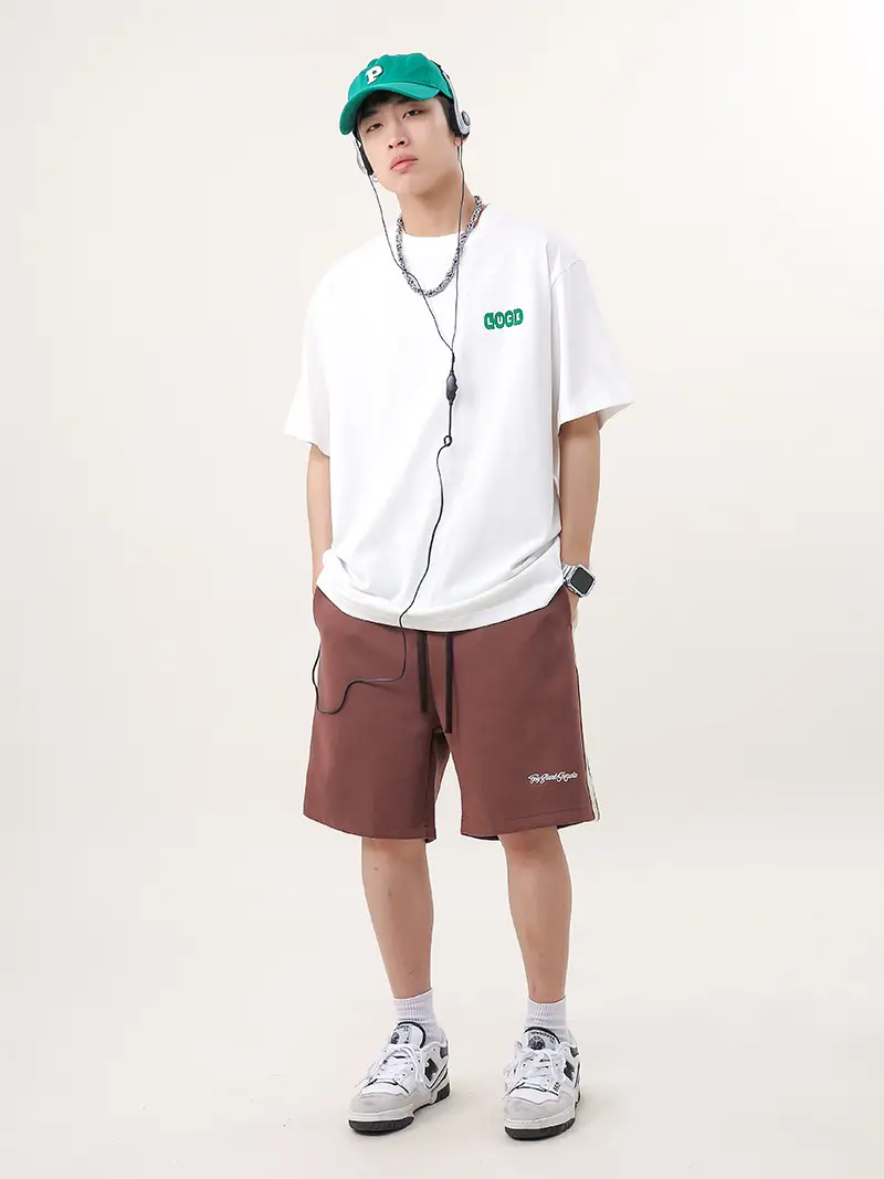 Men Retro Hip Hop Print T-Shirt White 250g Cotton — feature 13