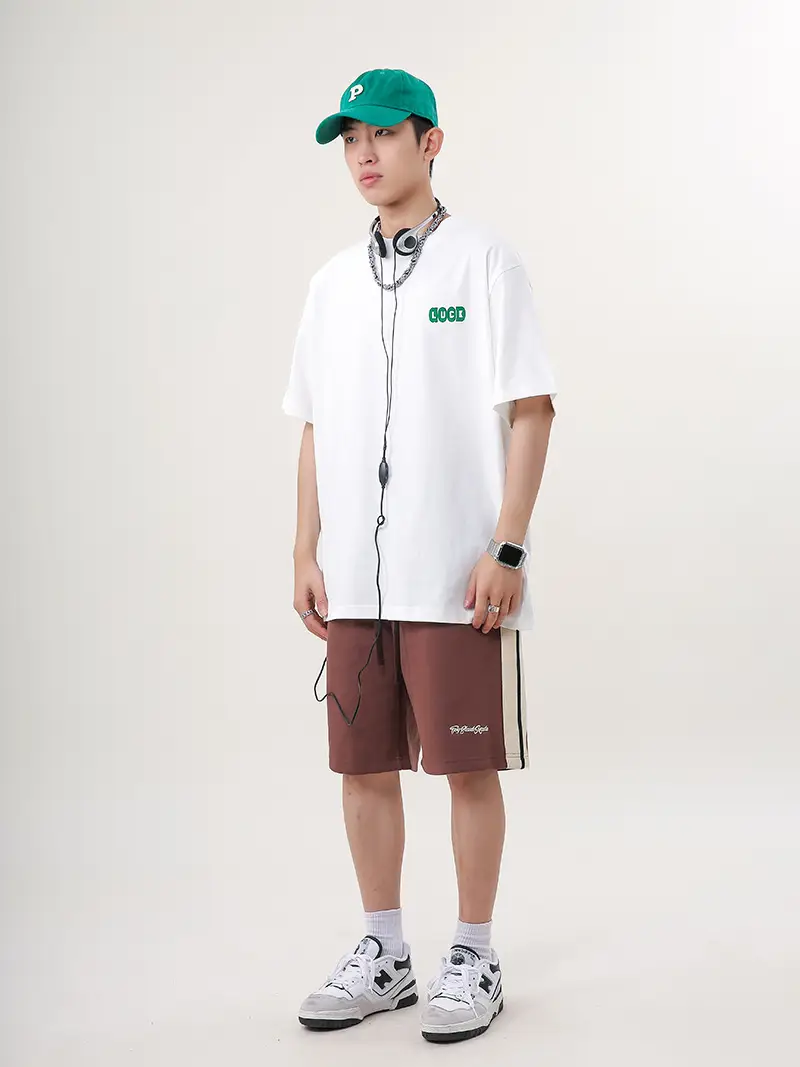 Men Retro Hip Hop Print T-Shirt White 250g Cotton — feature 14