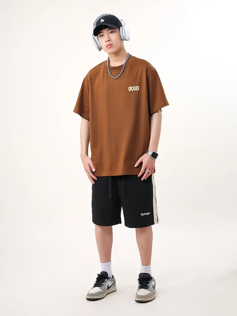 Men Retro Hip Hop Print T-Shirt White 250g Cotton — feature 16