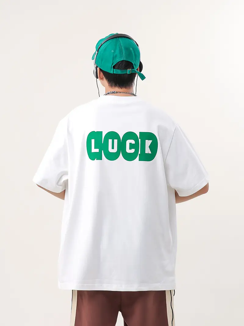 Men Retro Hip Hop Print T-Shirt White 250g Cotton — feature 2