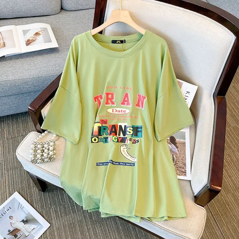 Women Printed Long T-Shirt Plus Size Pink - Image 2