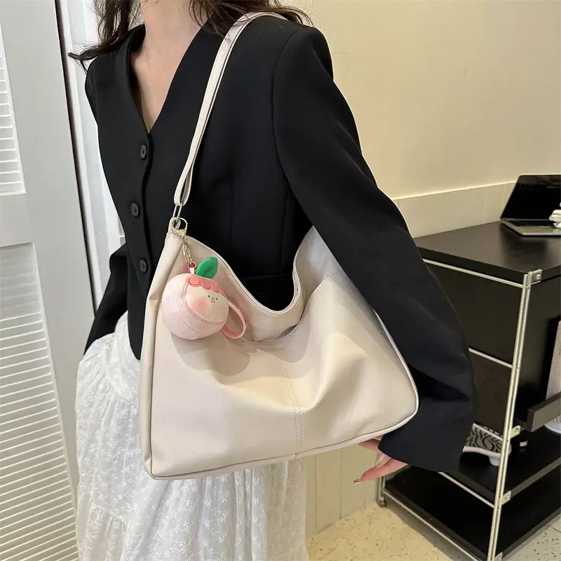 White Pom Pom Shoulder Bag with Long Sleeve Jacket - Image 7