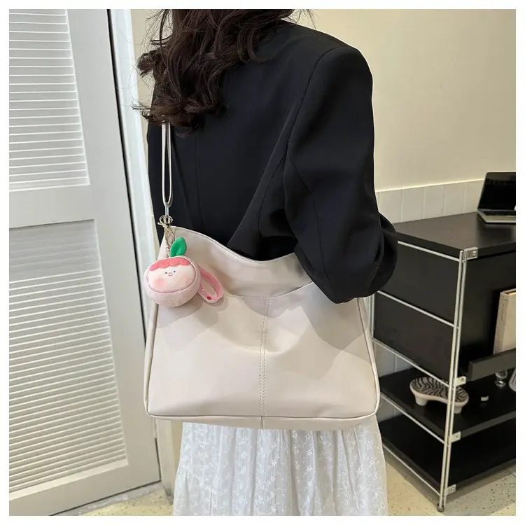 White Pom Pom Shoulder Bag with Long Sleeve Jacket — feature 14