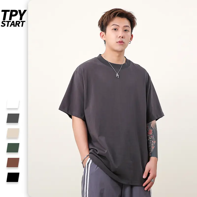 Men 250g Loose T-Shirt Green Summer - Image 5