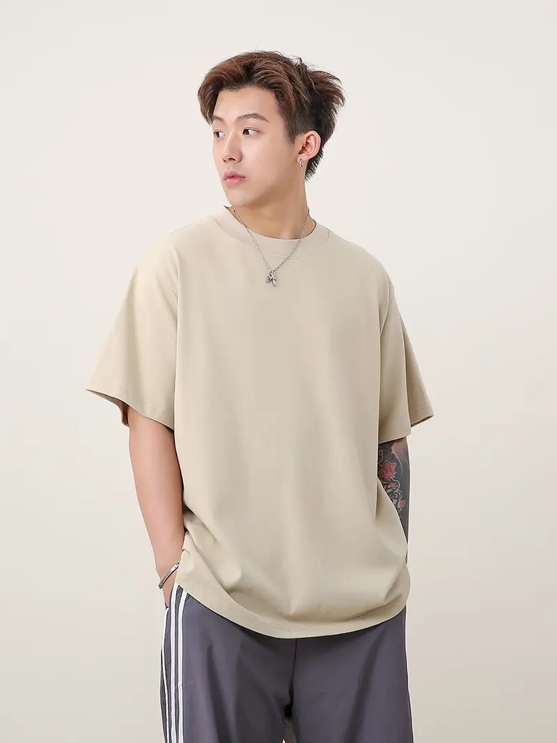 Men 250g Loose T-Shirt Green Summer — feature 13