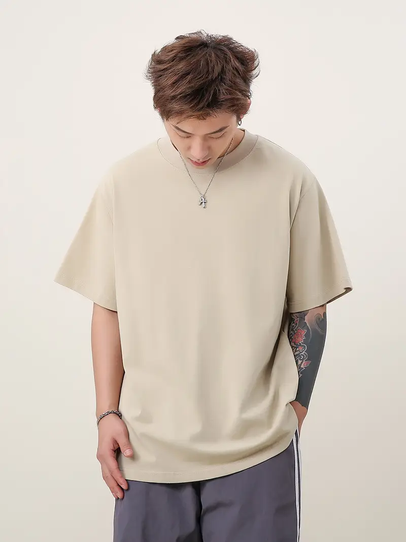 Men 250g Loose T-Shirt Green Summer — feature 14
