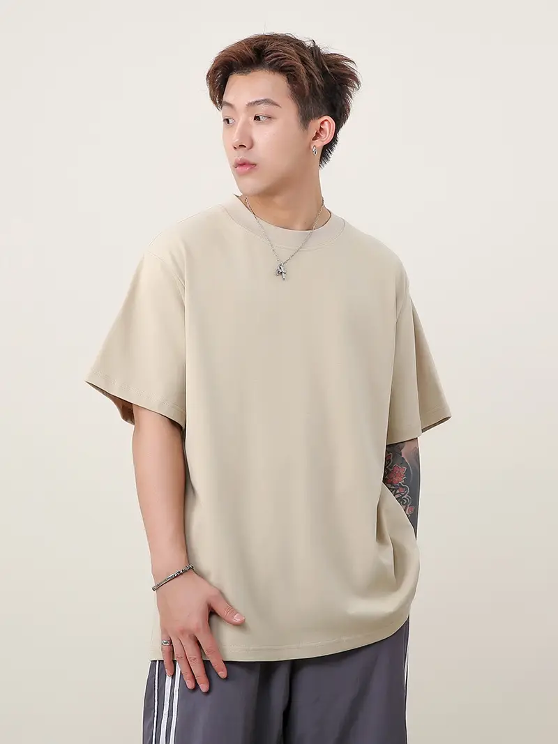 Men 250g Loose T-Shirt Green Summer — feature 15