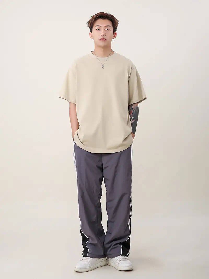 Men 250g Loose T-Shirt Green Summer — feature 16