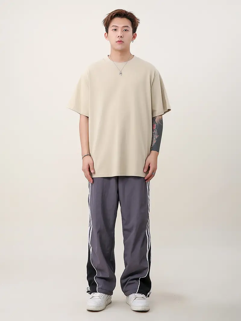 Men 250g Loose T-Shirt Green Summer — feature 18