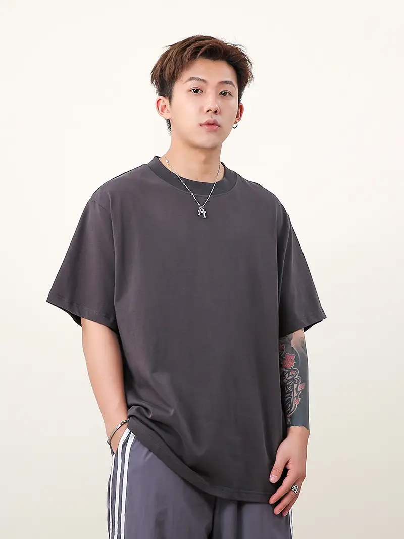 Men 250g Loose T-Shirt Green Summer — feature 23