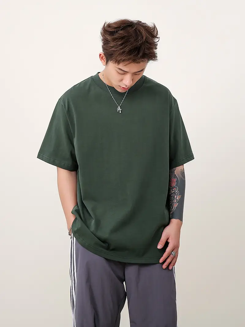 Men 250g Loose T-Shirt Green Summer — feature 31