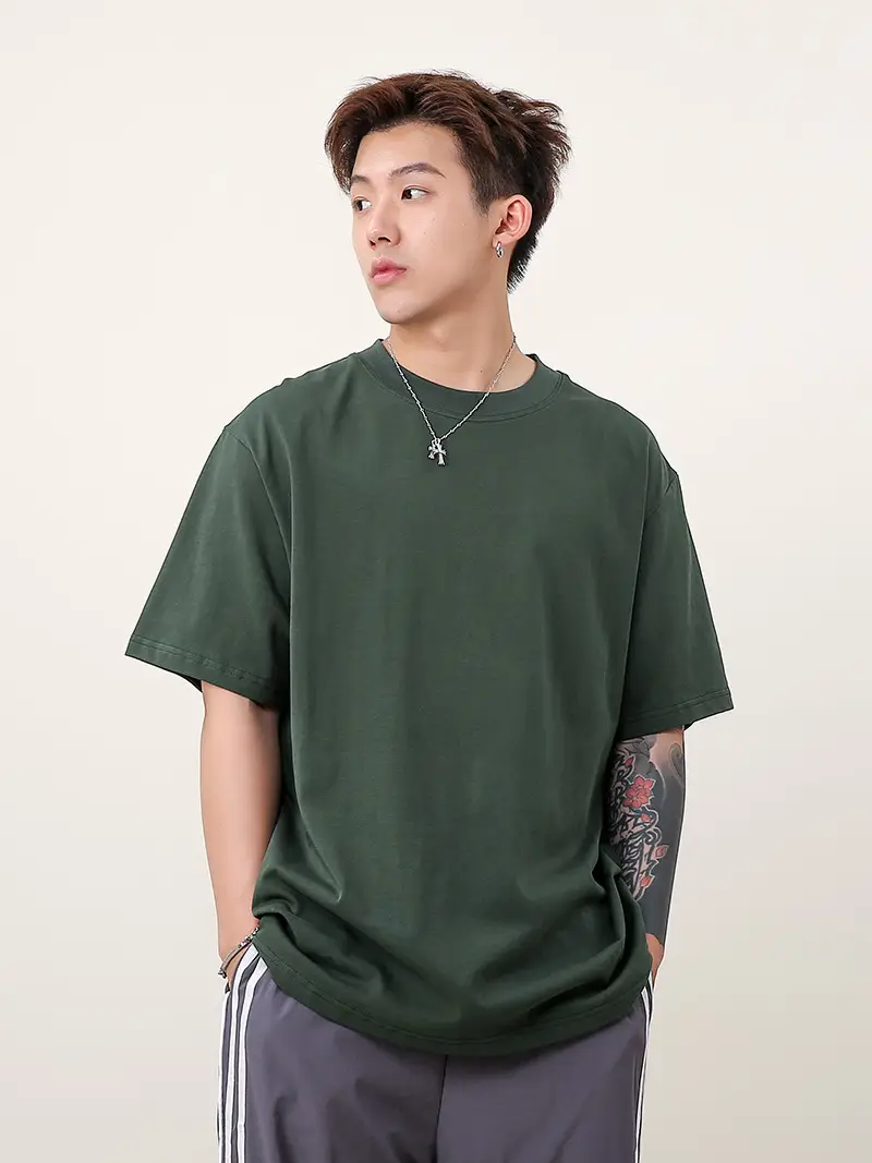 Men 250g Loose T-Shirt Green Summer — feature 4