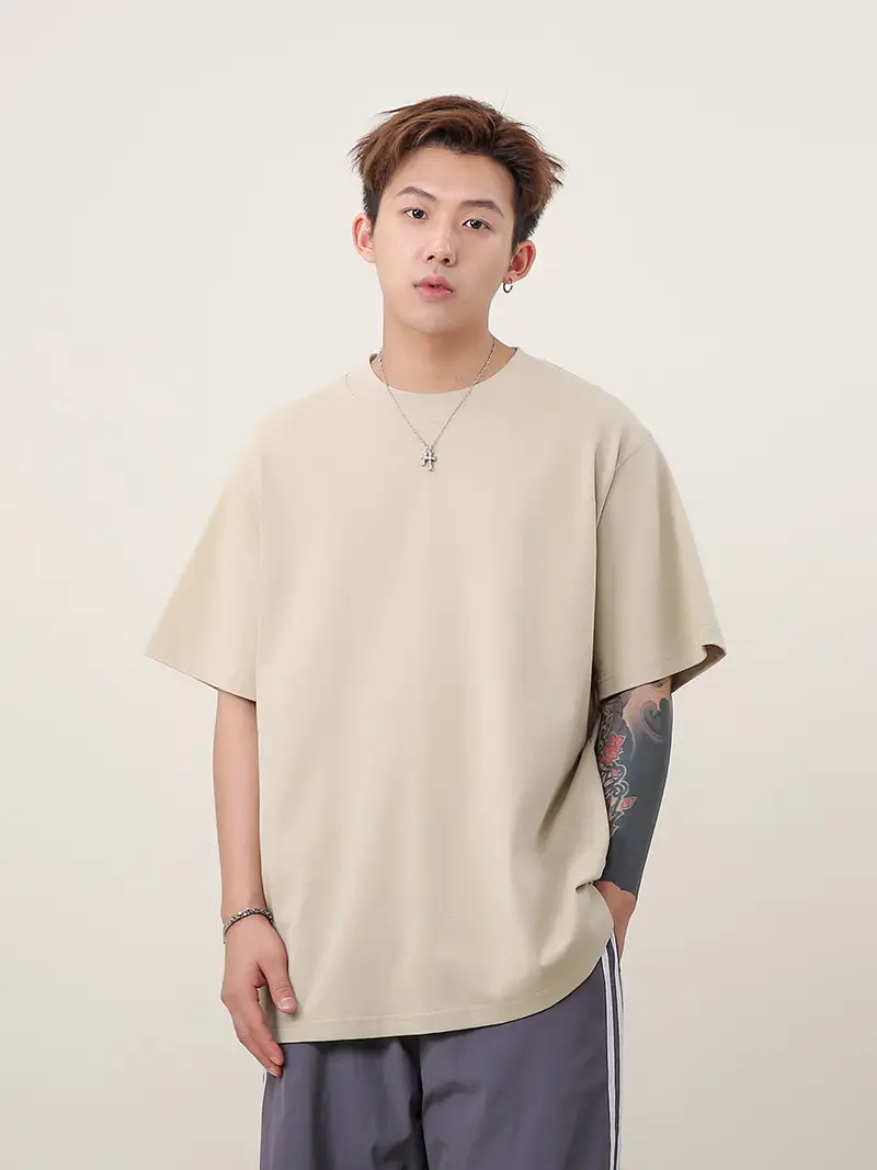 Men 250g Loose T-Shirt Green Summer - Image 2