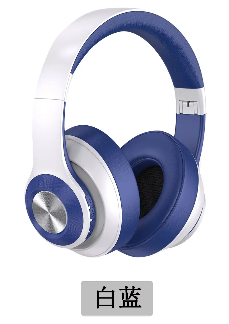 Bluetooth Headset with Full Ear Cushion Blue White