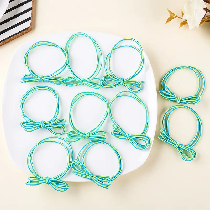 Simple Mixed Color Bow Hair Ring Women's Summer High Ponytail Hair Rope Korean Style Rubber Band Tie Rope 2022 New