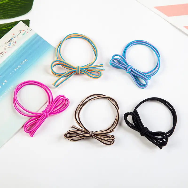 Simple Mixed Color Bow Hair Ring Women's Summer High Ponytail Hair Rope Korean Style Rubber Band Tie Rope 2022 New — feature 3