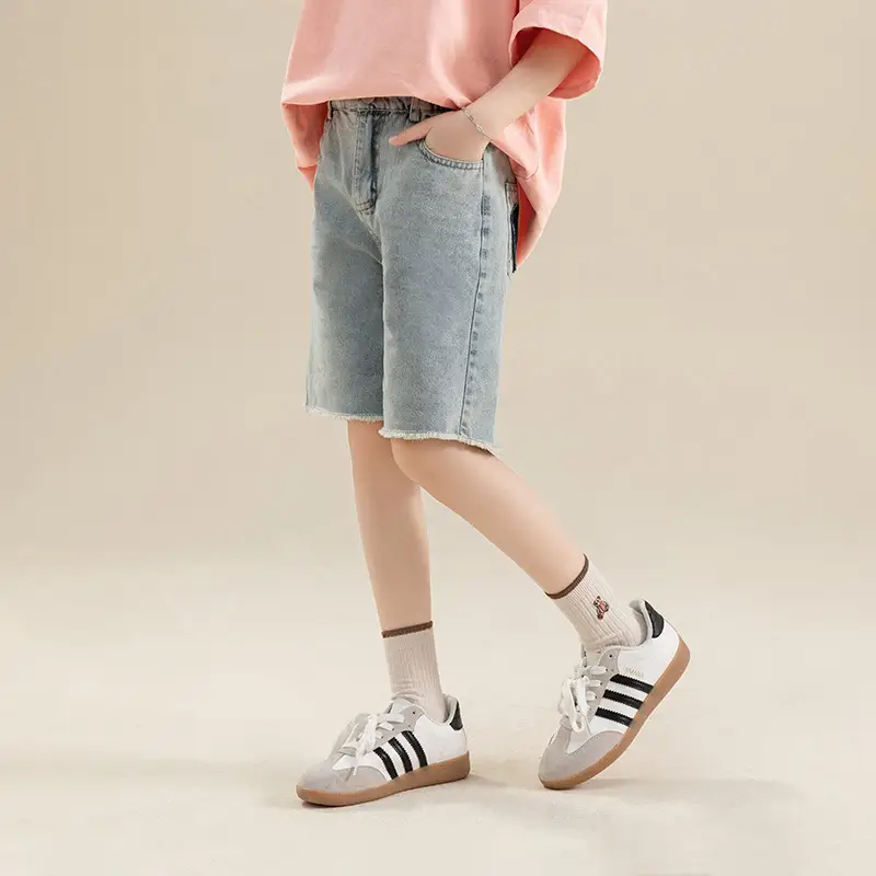 Girls Denim Shorts Medium Loose Summer Cropped Pants