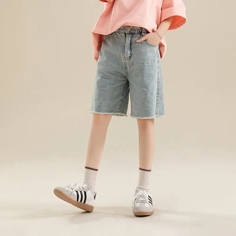 Girls Denim Shorts Medium Loose Summer Cropped Pants