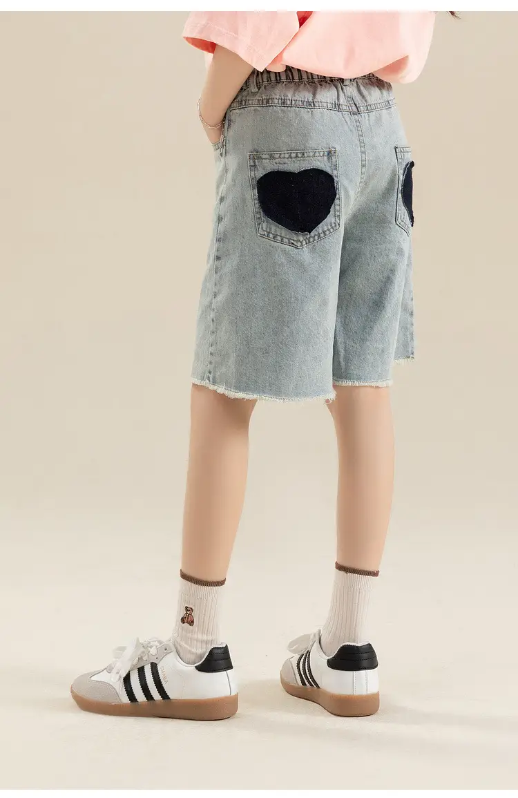 Girls Denim Shorts Medium Loose Summer Cropped Pants — feature 15