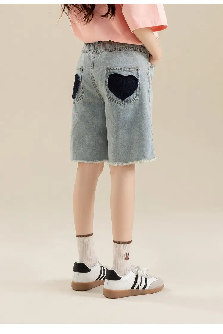 Girls Denim Shorts Medium Loose Summer Cropped Pants — feature 16