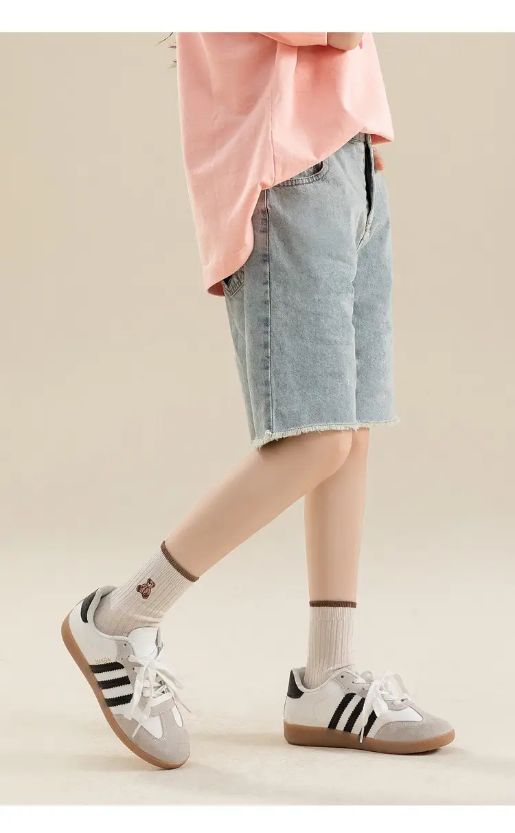 Girls Denim Shorts Medium Loose Summer Cropped Pants — feature 17