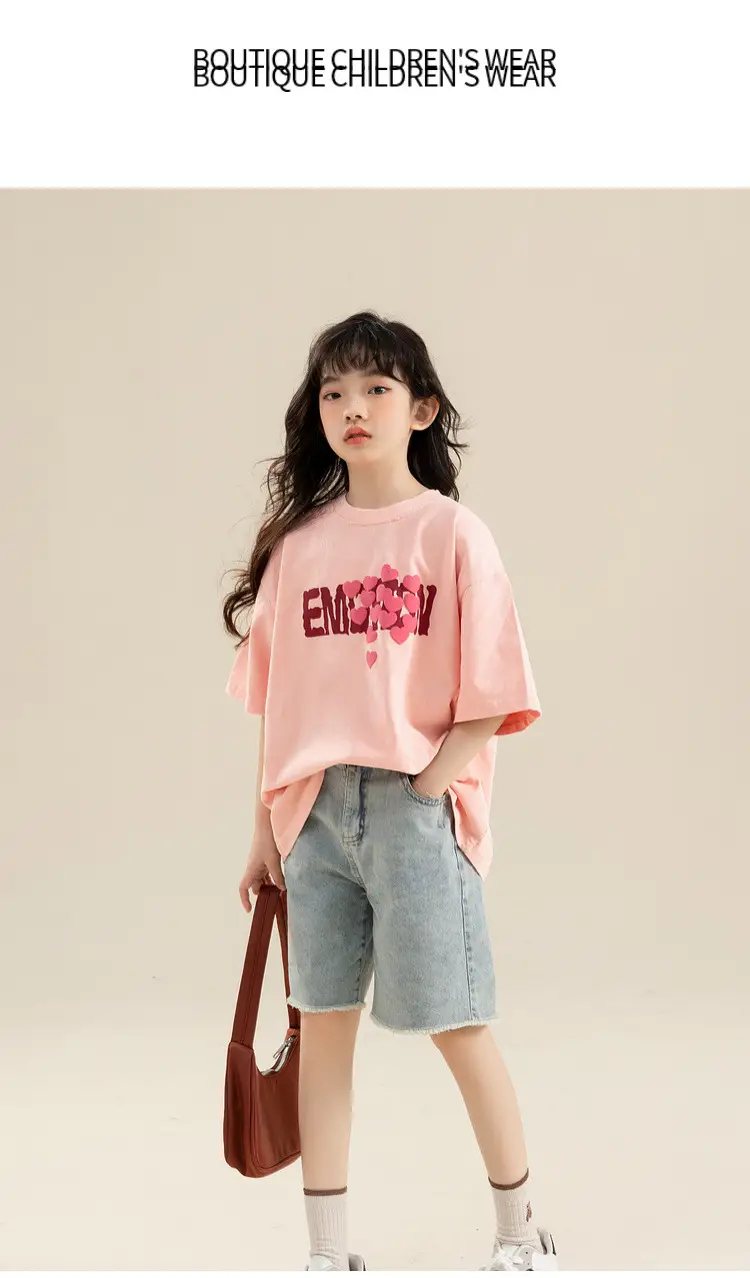 Girls Denim Shorts Medium Loose Summer Cropped Pants — feature 18