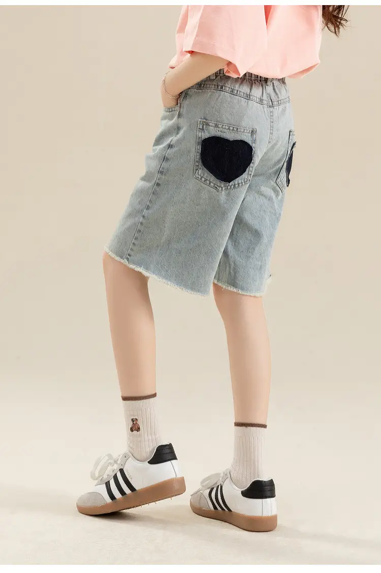 Girls Denim Shorts Medium Loose Summer Cropped Pants — feature 20