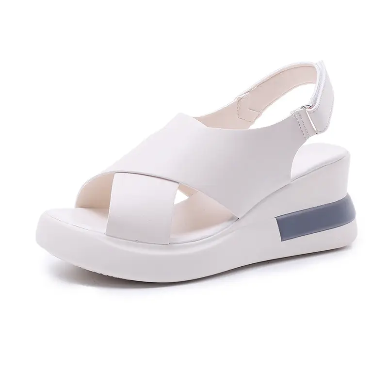 Women's Sandals 2023 Summer Large Size Export Wedge Thick-Soled Platform Buckle High Heels Korean Style Chunky Heel