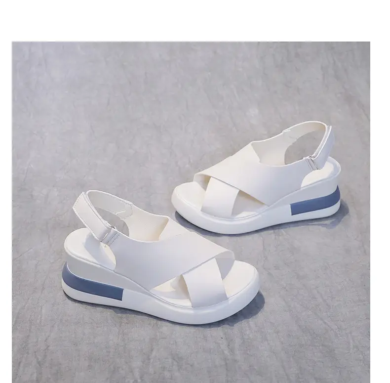 Women's Sandals 2023 Summer Large Size Export Wedge Thick-Soled Platform Buckle High Heels Korean Style Chunky Heel — feature 10