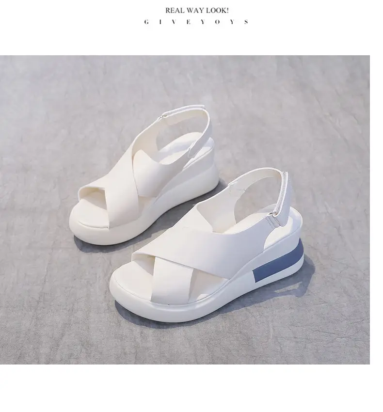 Women's Sandals 2023 Summer Large Size Export Wedge Thick-Soled Platform Buckle High Heels Korean Style Chunky Heel — feature 11