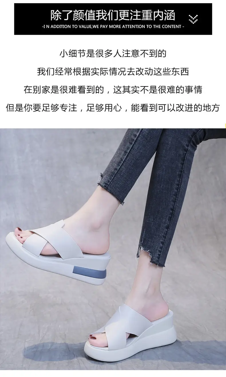 Women's Sandals 2023 Summer Large Size Export Wedge Thick-Soled Platform Buckle High Heels Korean Style Chunky Heel — feature 14