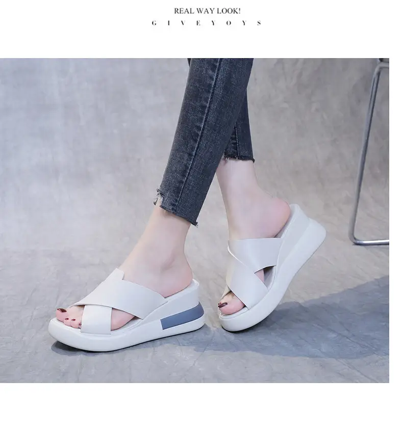 Women's Sandals 2023 Summer Large Size Export Wedge Thick-Soled Platform Buckle High Heels Korean Style Chunky Heel — feature 26