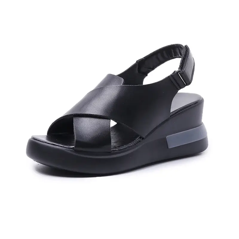Women's Sandals 2023 Summer Large Size Export Wedge Thick-Soled Platform Buckle High Heels Korean Style Chunky Heel