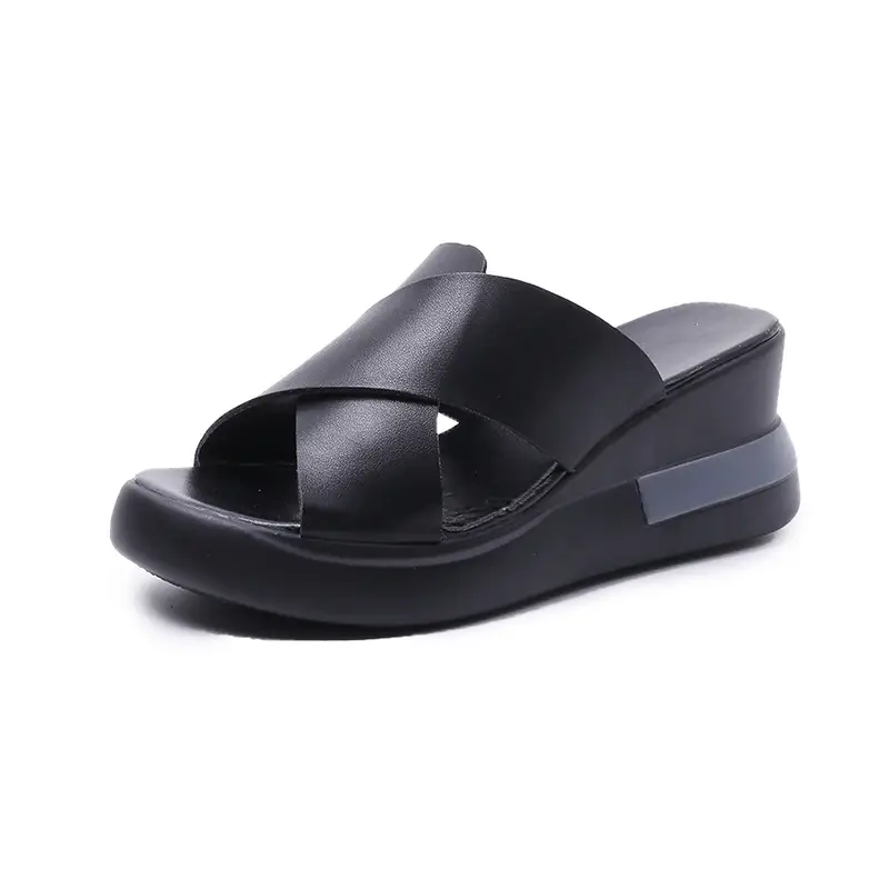 Women's Sandals 2023 Summer Large Size Export Wedge Thick-Soled Platform Buckle High Heels Korean Style Chunky Heel