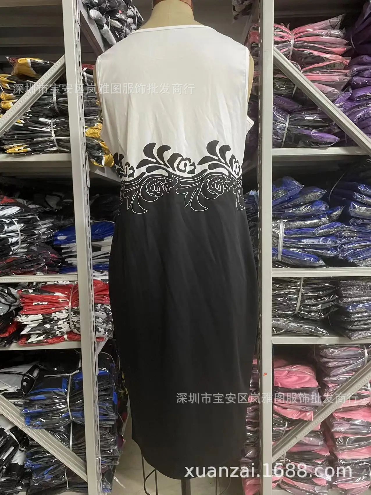 Two-Piece Women's Dress Navy Blue Digital Printed Large — feature 16