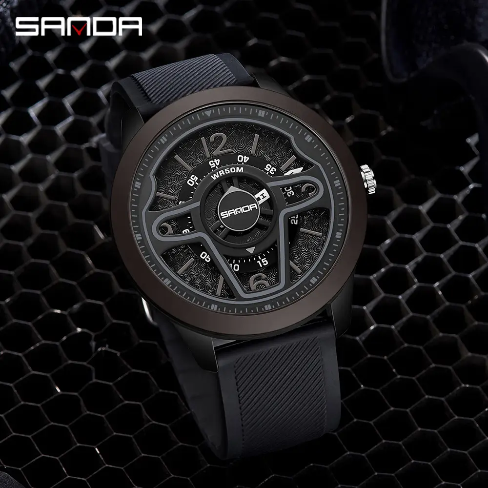 Men's Black Digital Silicone Cross-Border Watch - Image 5