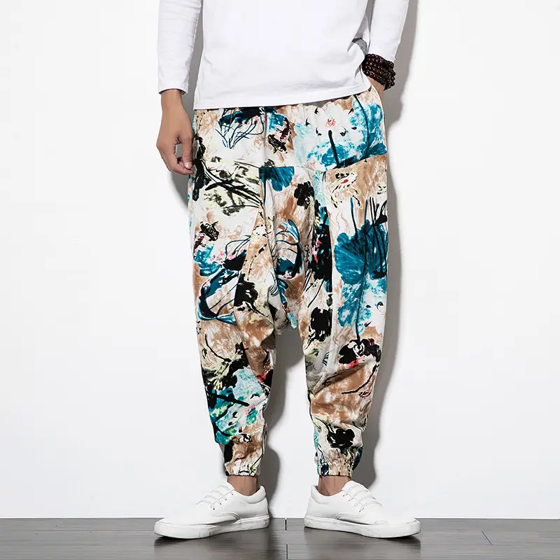 Men Printed Harlan Lantern Pants Cotton Linen Spring 2023 - Image 2