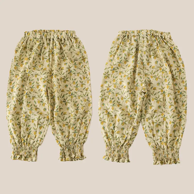 2025 White Cotton Printed Casual Pants for Kids - Image 8