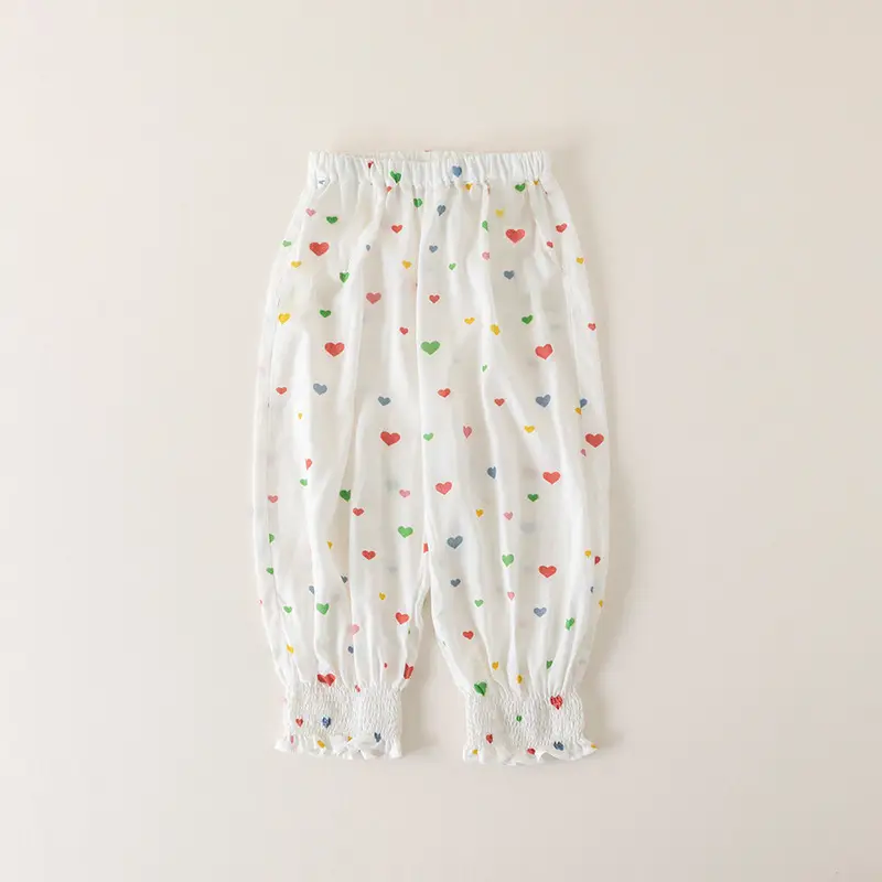 2025 White Cotton Printed Casual Pants for Kids - Image 3