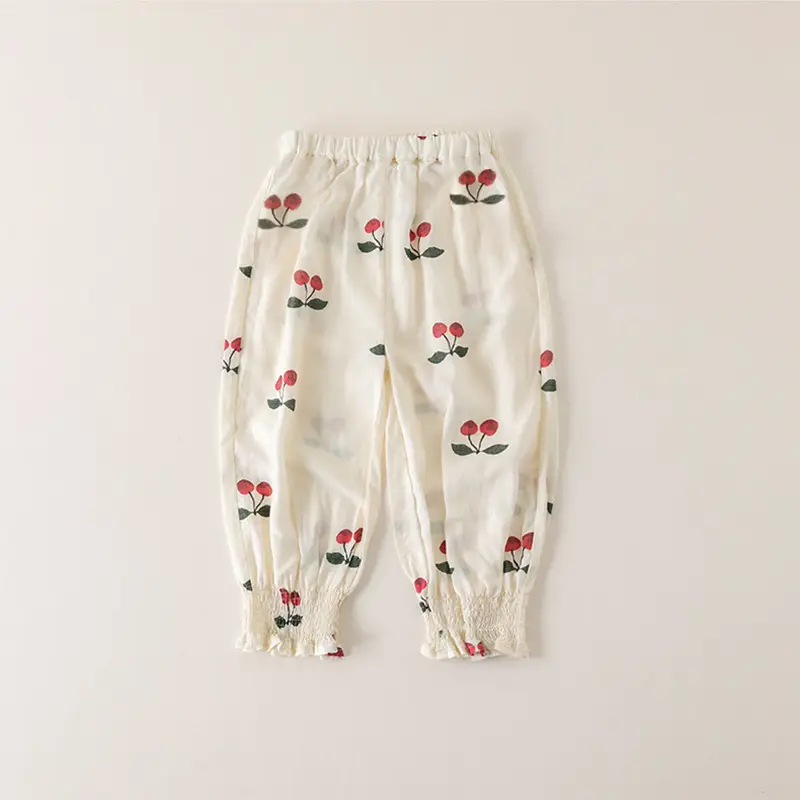 2025 White Cotton Printed Casual Pants for Kids - Image 4
