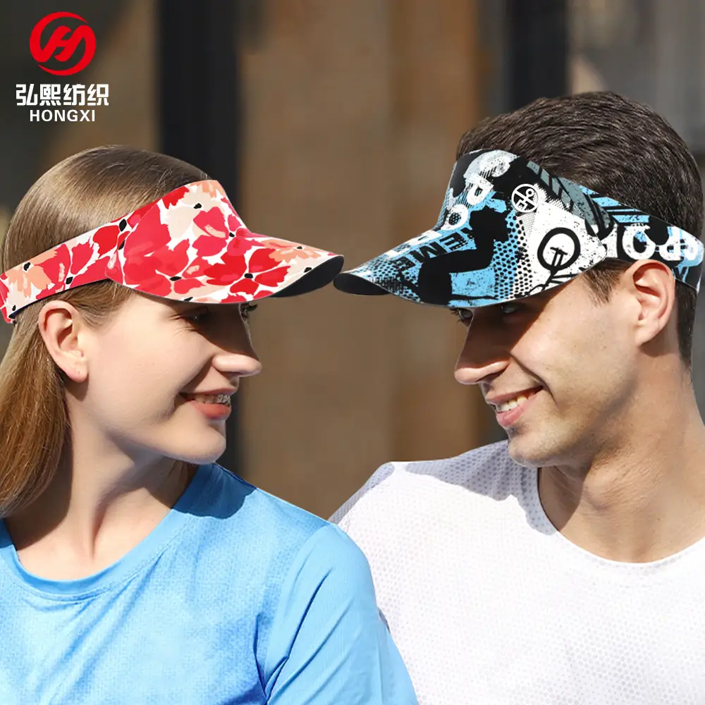 Summer Sun Visor Hat with Printed Bandana