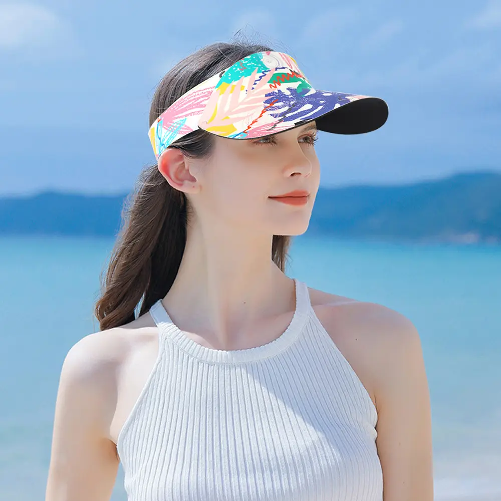 Summer Sun Visor Hat with Printed Bandana - Image 7
