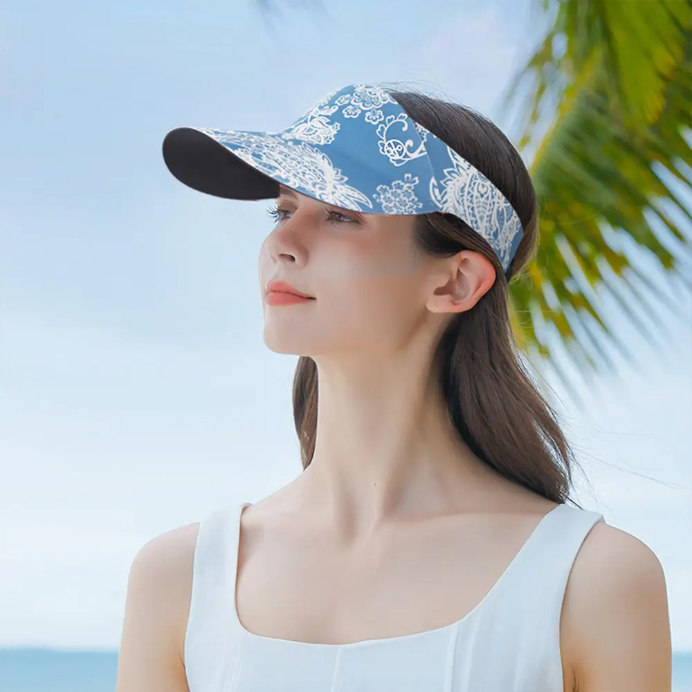 Summer Sun Visor Hat with Printed Bandana - Image 8