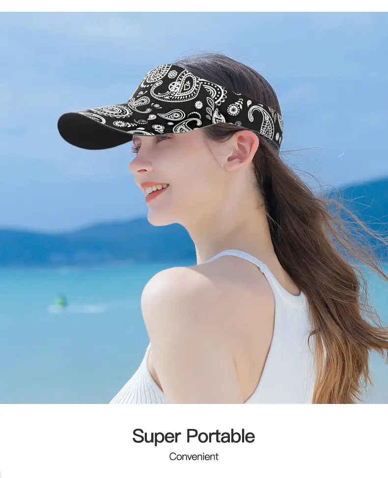 Summer Sun Visor Hat with Printed Bandana — feature 19